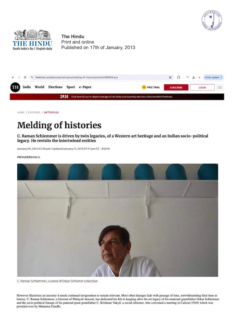 C. Raman Schlemmer interview Melding Melding Histories on The Hindu